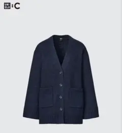 ユニクロC ソフトニットVネックフレアスリーブカーディガン　ネイビー　S