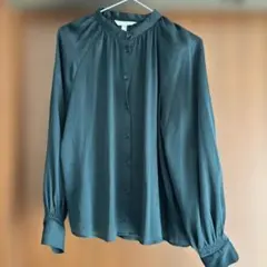 ダークグリーン 長袖シャツ バルーンスリーブ