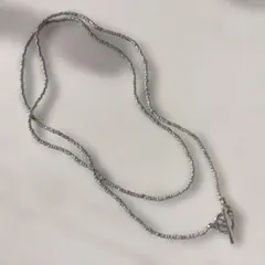 №1788シルバービーズロングネックレス
