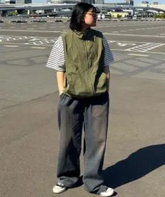 Kutir カーキ ベスト Lサイズ　シャカシャカ　ナイロン