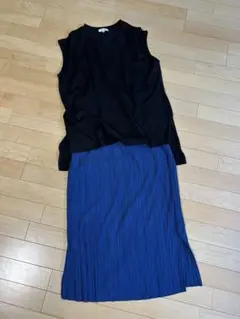 極美品♦︎ クロスプラスａｉｎマタニティ授乳用ワンピースプリーツ黒大きなサイズのサムネイル