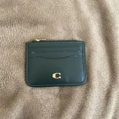 COACHレザーカードケースグリーン
