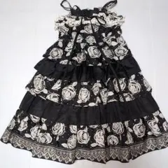 130★メゾピアノ★レース付き！お花柄ティアードドレスワンピース★結婚式　発表会