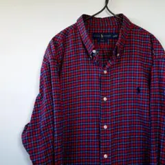 ラルフローレン Ralph Lauren チェックシャツ 赤 刺繍ロゴ 美品