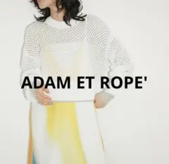 ADAM ET ROPE'　アダムエロペ　コットンメッシュ編みニット（ホワイト）