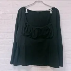 SHEIN [5XL] 胸元シャーリング カットソー ブラック 黒 シーインのサムネイル