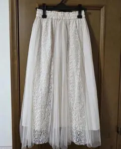 マジェスティックレゴン アイボリー レース チュール フレアスカート