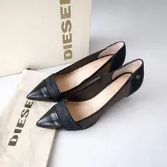 美品　DIESEL 異素材コンビネーションパンプス 6.5cm