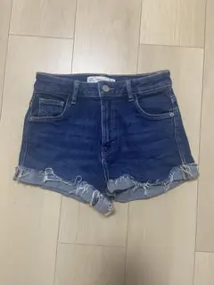 ZARA ダメージ デニム ショートパンツ ブルー 海外ギャル
