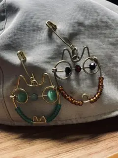 ハンドメイド　針金ブローチ　ふくろう