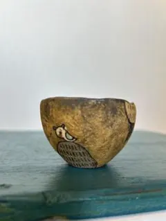 ★作家もの器★長田恵★希少★ミニカップ★小鳥×木★小鉢小ボウル