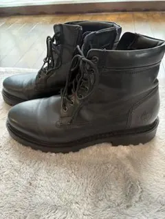 レザー 厚底 レースアップブーツ 黒