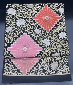 名古屋帯 洒落帯　高級　♢ 正絹　アンティーク　金糸　唐草　花柄　R396のサムネイル