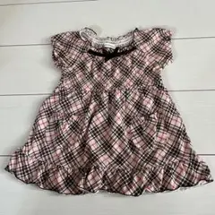 3can4on 90サイズ　チェック柄ワンピース ピンク　女の子
