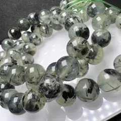 ブラックルチル入り プレナイト 11mm 1連分 ブレスレット2本セット