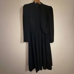 GIVENCHY ヴィンテージ ダブルボタン プリーツ 長袖ワンピース 黒 10 