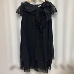 【未使用】子供用 黒ノースリーブワンピース フリル付き160㎝