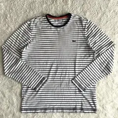 LACOSTE ボーダー ロンT 長袖 ワンポイント 刺繍ロゴ BA44