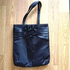 ブラックフォーマルバッグ フラワー装飾付き