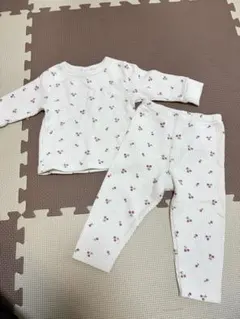 ベビー パジャマ さくらんぼ柄 ワッフル素材　80