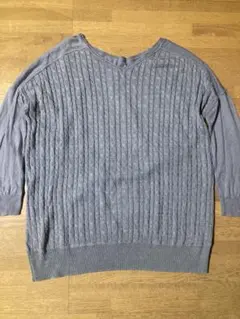 nano universeケーブル編み 七分袖 Vネック ニット