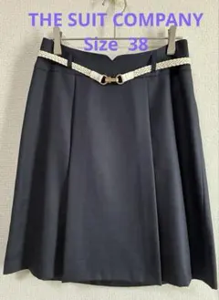 スーツカンパニー　ネイビー フレアスカート 38サイズ ベルト付き