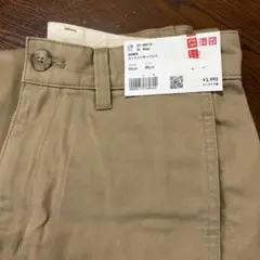【新品タグ付】UNIQLO コットンバギーパンツベージュ32インチ