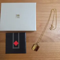 【未使用】箔一 金箔 ガラス スクエア ネックレス ゴールドカラー　ブラウン