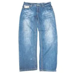 デニム　レース付きデニム　ジーンズ　大きいサイズ　綿100% LL 3L