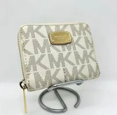 マイケルコース MKロゴ 二つ折り 財布 小物入れ ホワイト レディース レザー