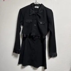 セットアップ スカート フロントボタン ブラック Y2K