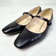 【極良品】ファビオルスコーニ　メリージェーンレザーフラットシューズ　ストラップ黒