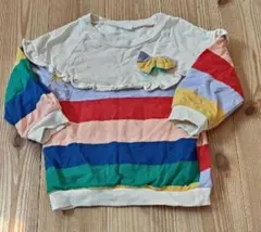 SHEIN　カラフルリボン　ボーダー　長袖Tシャツ