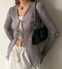 GW限定値下げシアーカーディガン　トップスのサムネイル