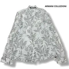 ARMANI COLLEZIONI 長袖シャツ リネン 総柄 ホワイト S