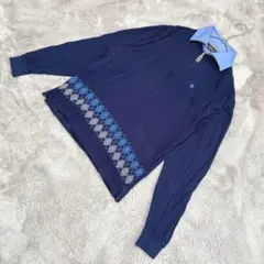 1089【POLO ポロ】 ポロシャツ M ネイビー　ハーフジップ　薄手