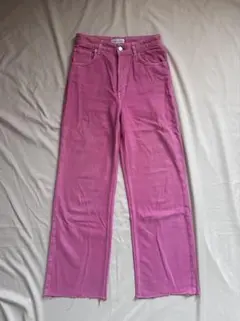 ZARA 자라 데님 팬츠 핑크 플레어 팬츠
