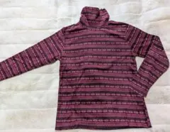 新品未使用　フリース タートルネック長袖Tシャツ カットソー メンズM　エンジ色