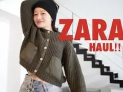 【美品】ZARA ザラ　ニット　カーディガン　コントラストポケット　カーキ　S