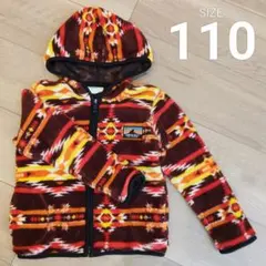 キッズ アウター フリース ジャケット 幾何学模様 110 赤