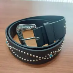 スタッズベルト ウエスタンベルト y2k ブラック ターコイズ アメカジ