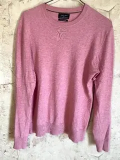 【ザラMAN】ニット　長袖　トップス　メンズ　ピンク　M 秋冬　カシミア5%