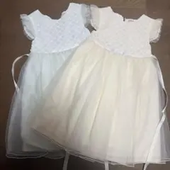 【美品】子供ドレス　110センチ　薄い黄色とエメラルドグリーン 2点セット