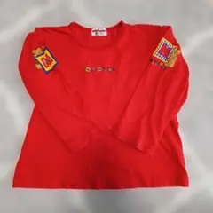 【レトロ♪】ミキハウス 赤 長袖Tシャツ 100