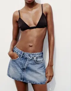 ZARA デニム　ミニスカート　ライトブルー　24 夏　海　丈短め　未使用