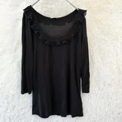 【H&M】エイチアンドエム　トップス　カットソー　ストレッチ　七分袖　黒XS相当