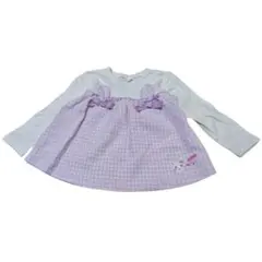 クーラクール　ウサギ刺繍 ギンガムチェック　長袖トップス 90cm