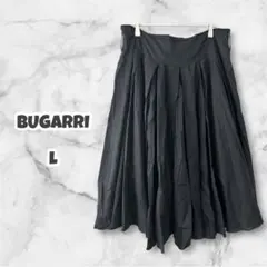 【新品タグ付き】BUGARRI ブガーリ フレアスカート（L）黒 綿 上品 膝丈