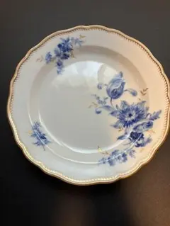 マイセン Meissen 1940年頃 カマユブルー金彩花絵 スーププレート