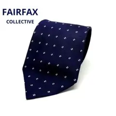 FAIRFAX ネクタイ　ネイビー2連ドット　絹100% 日本製　ハンドメイドのサムネイル